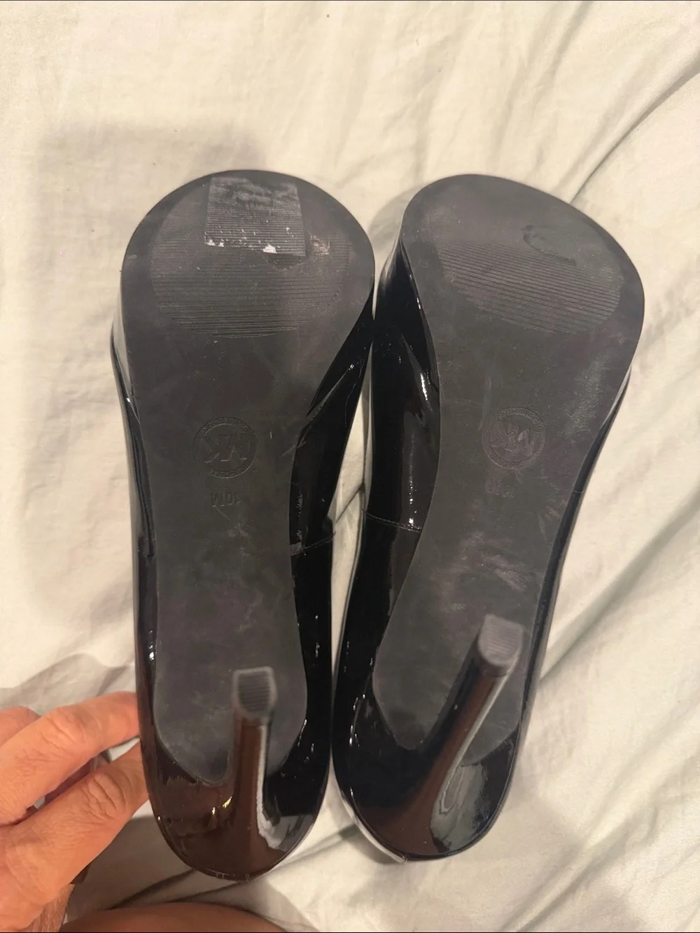 Michael Kors Black Patent Peep-Toe Heels